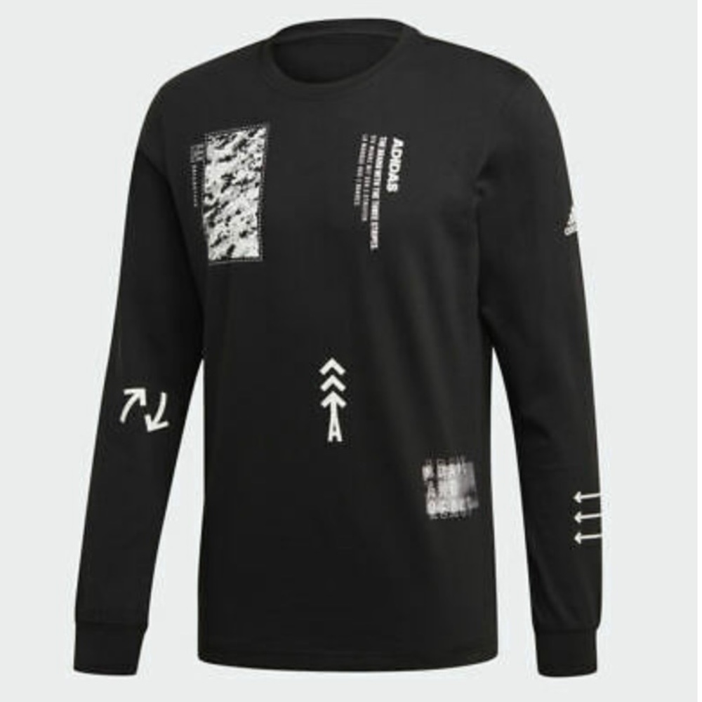 ADIDAS SPORTSWEAR ID GRAPHIC MASHUP ICON RACING LONG SLEEVE TEE MEN'S SIZE XS